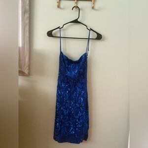 Lucy in the Sky Strapless Blue Sequin Dress